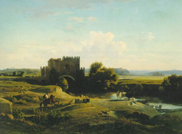 Jean-Achille Benouville View of the Ponte Nomentano in the Roman Campagna Norge oil painting art